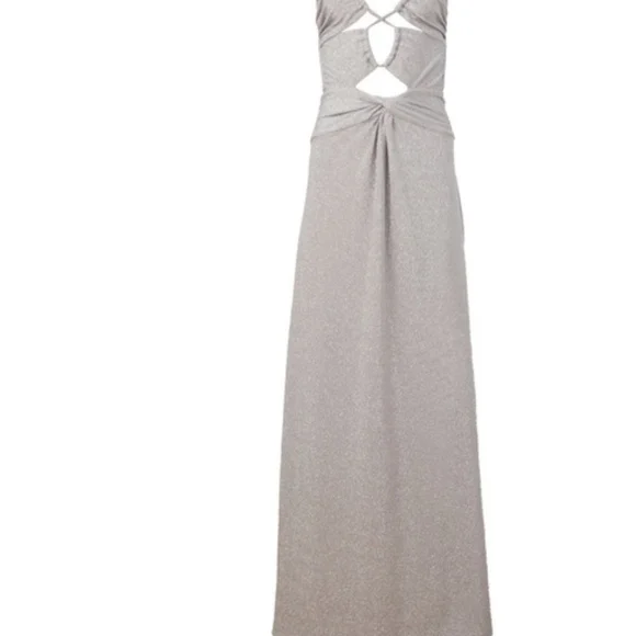 PatBO LUREX SILVER CUT OUT MAXI DRESS SZ 6 US - Picture 3 of 15